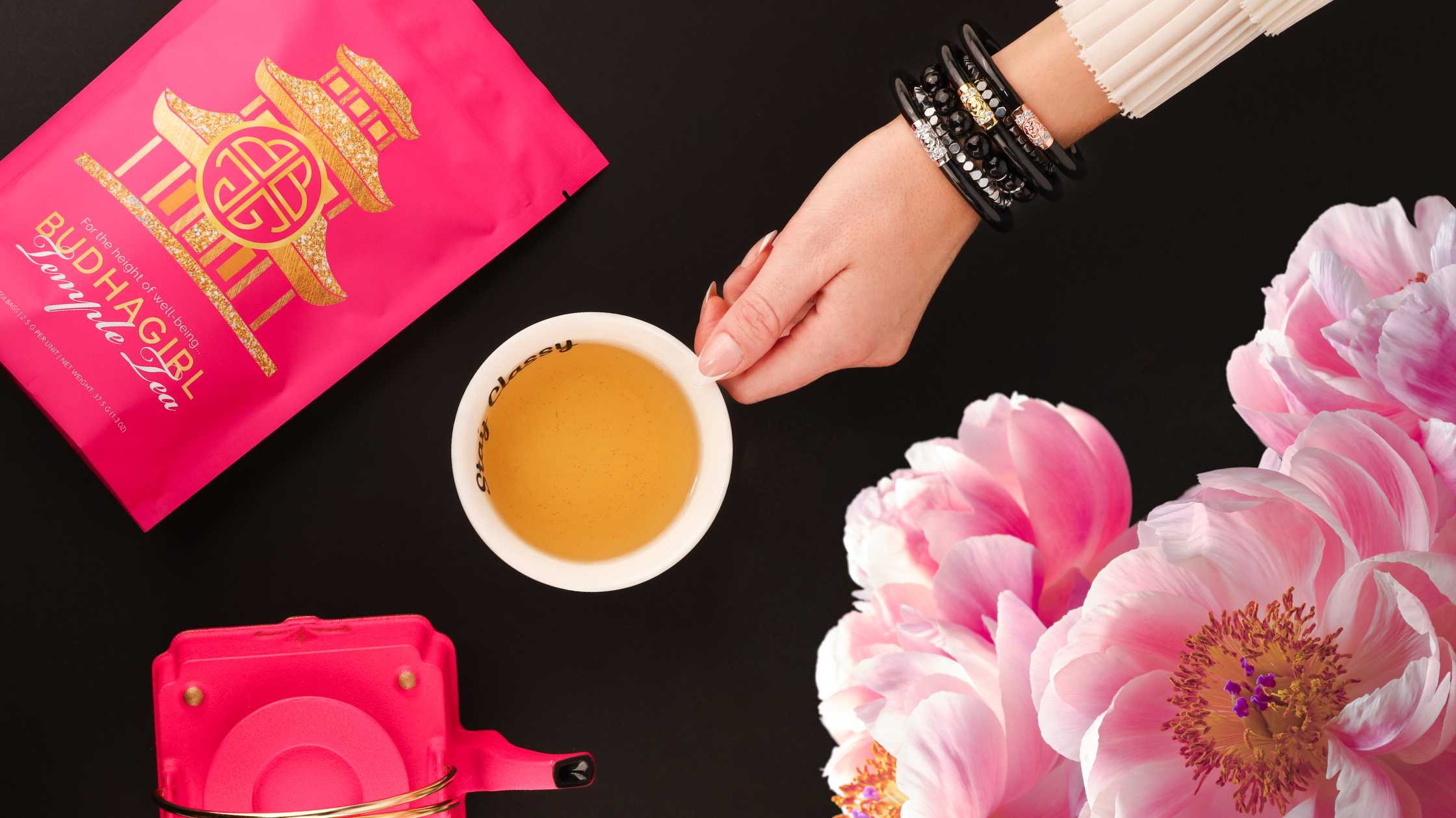 International Women's Day Black Bracelet Stack and Temple Tea Bundle | BuDhaGirl