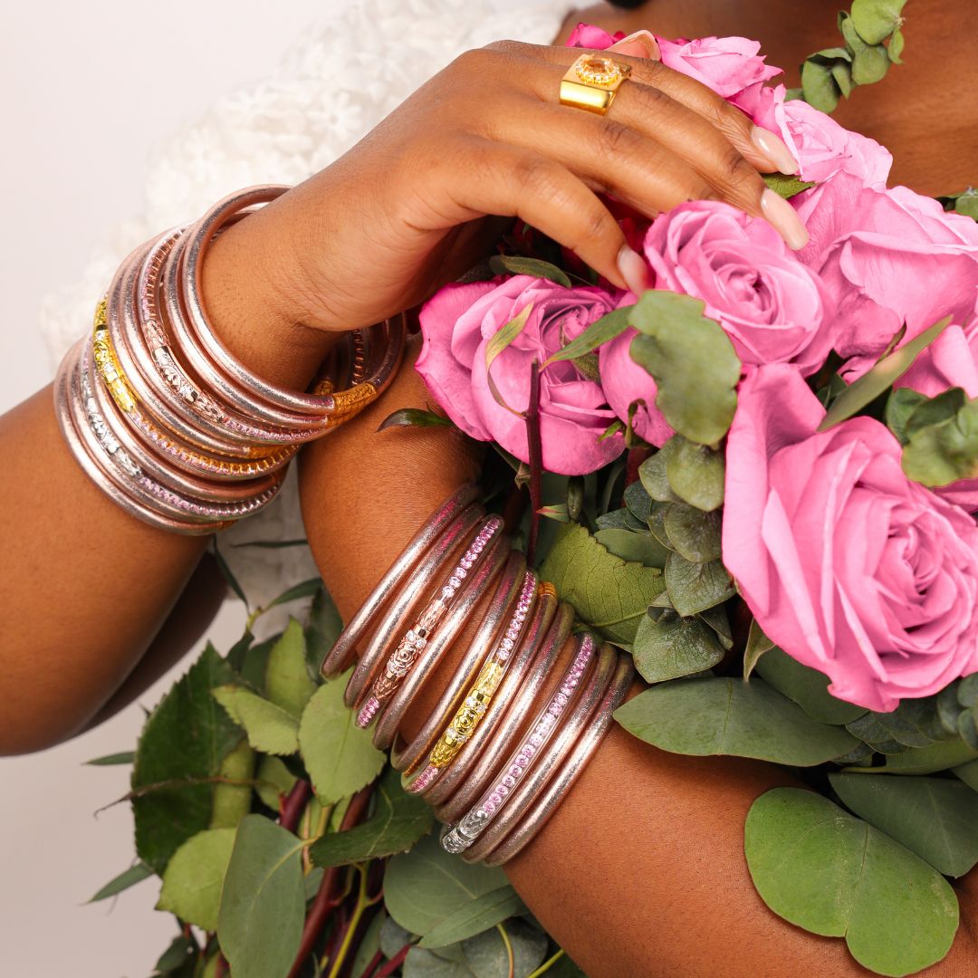 Rose Crystal Bracelet Set | Pink Jewelry | Bracelets for Her | BuDhaGirl