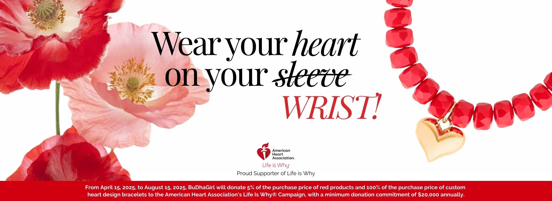 American Heart Association Mindful Heart Bangle Bracelet Stack | BuDhaGirl