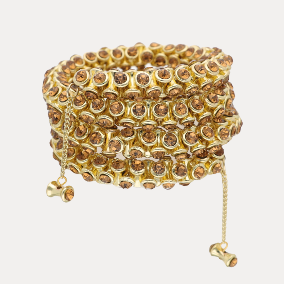 Pulsera envolvente de cristales color champán