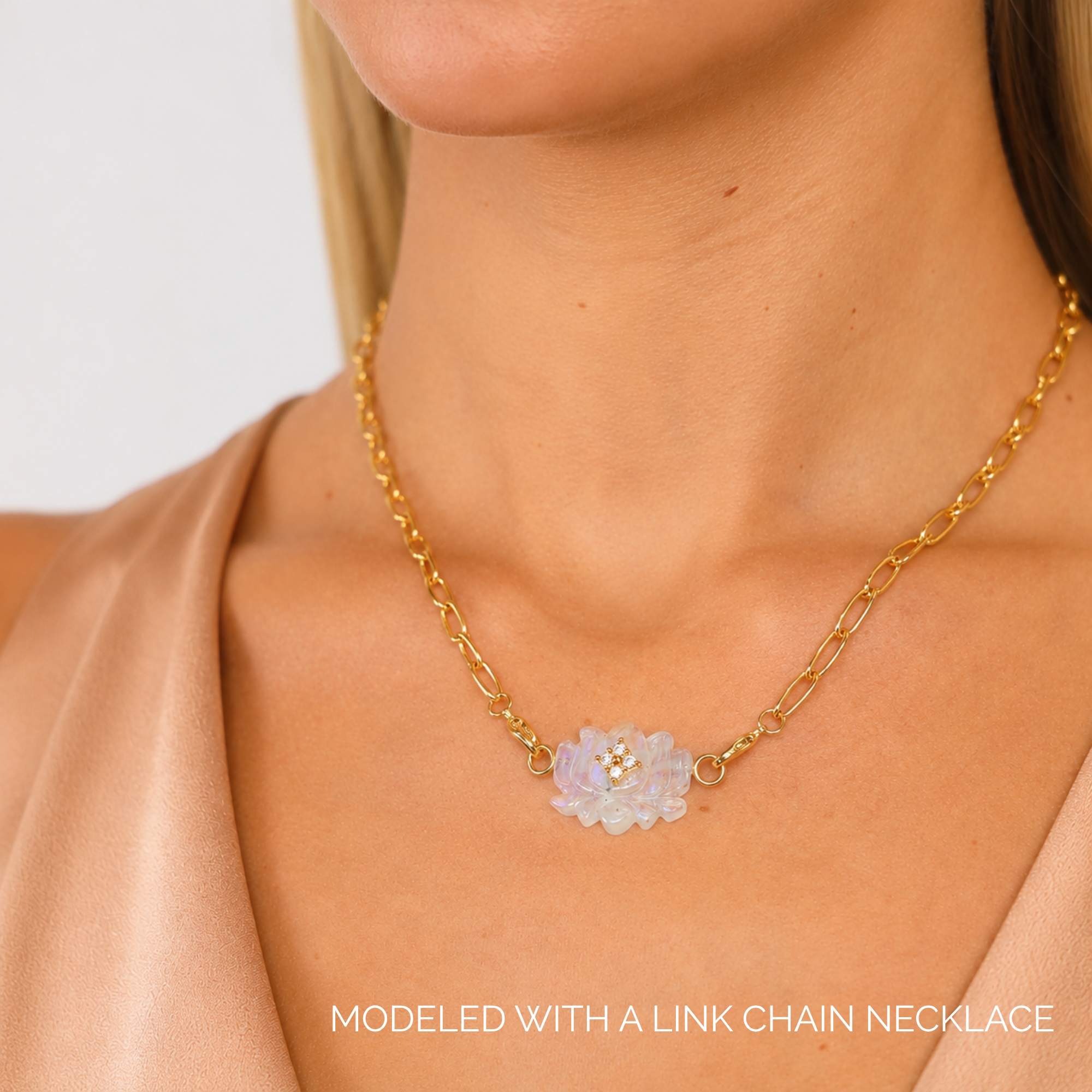Clear Quartz Lotus Charm