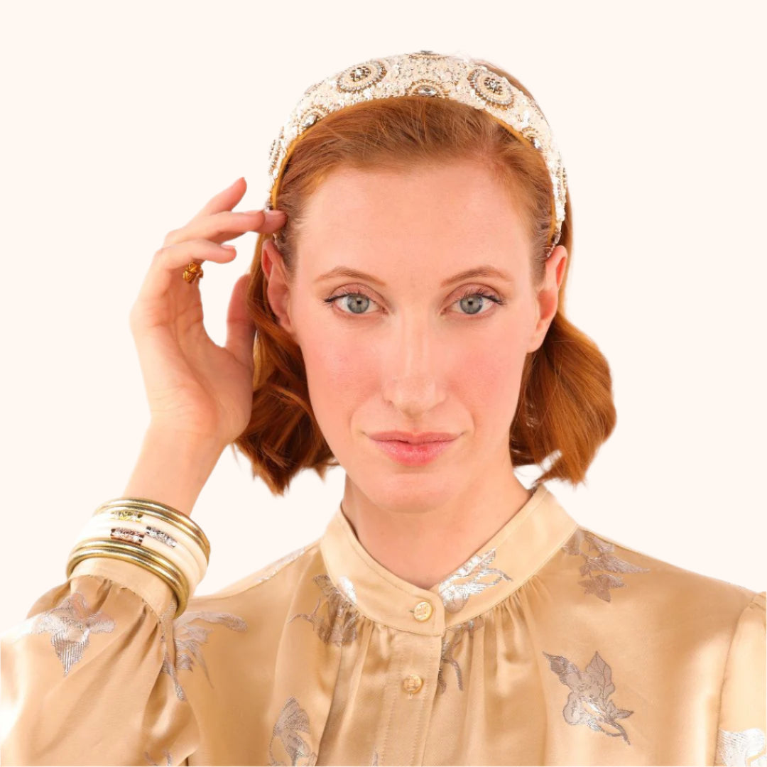 Nadia Cream Sequin Crystal Headband