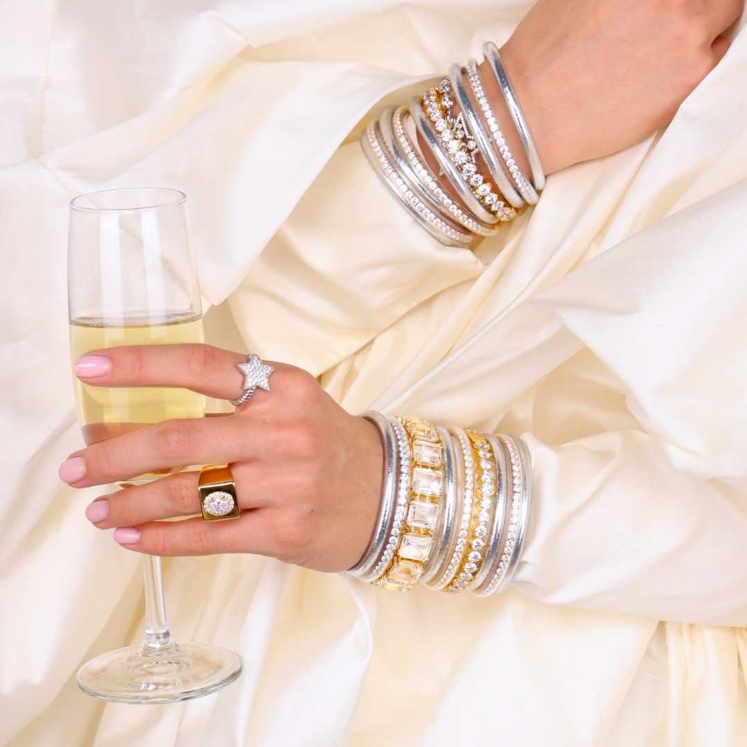 Crystal Clear Princess Cut Jewels Dahlia Bracelet | BuDhaGirl