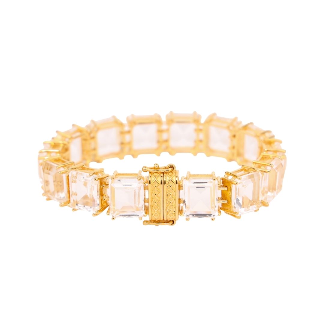 Crystal Clear Princess Cut Jewels Dahlia Bracelet | BuDhaGirl