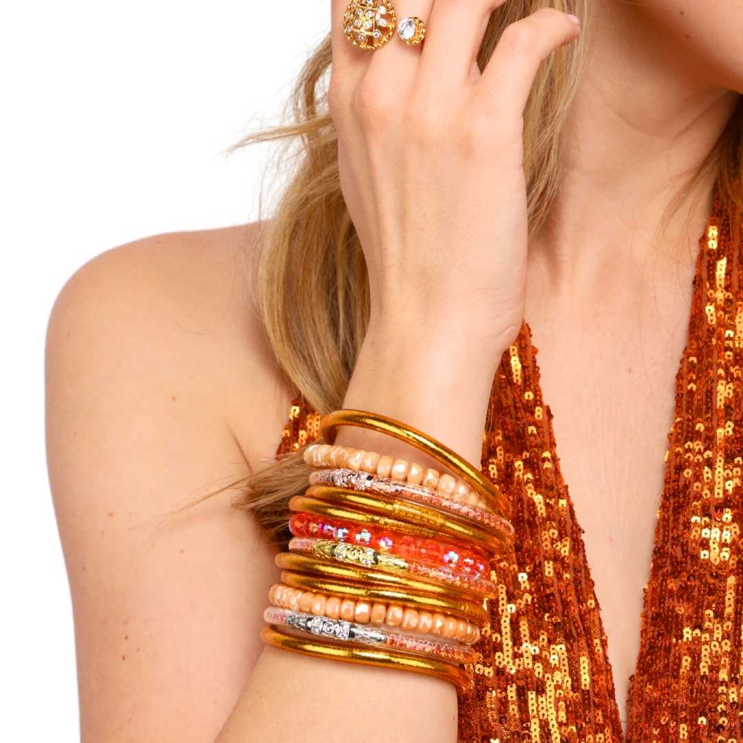 Dune Orange Beaded Bracelet - Set of Three | BuDhaGirl