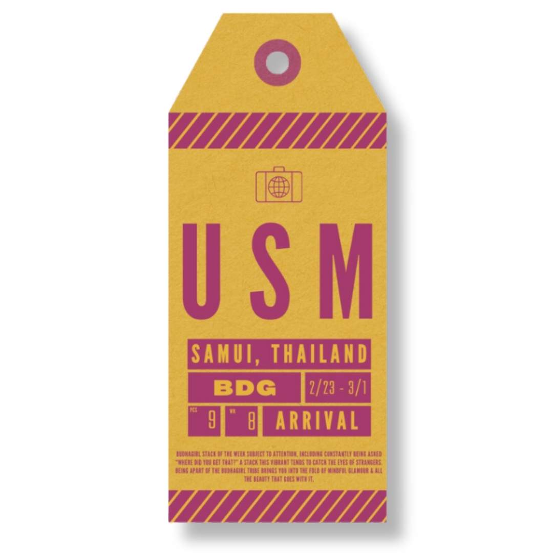 Gold and Purple Luggage Tag for Koh Samui in Thailand | BuDhaGirl