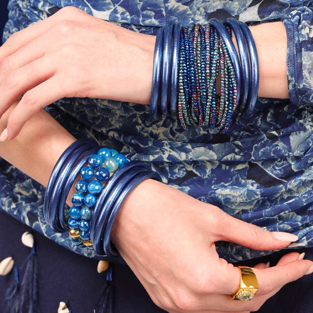 Melange Sapphire Bracelet - Rutilated faceted agate stone beaded bracelet for women