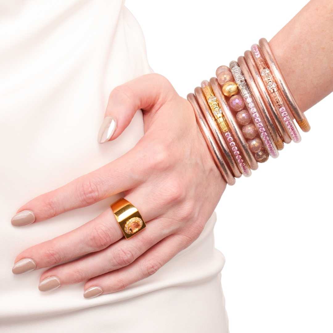 Melange Stawberry Bracelet - Rutilated faceted agate stone beaded bracelet for women