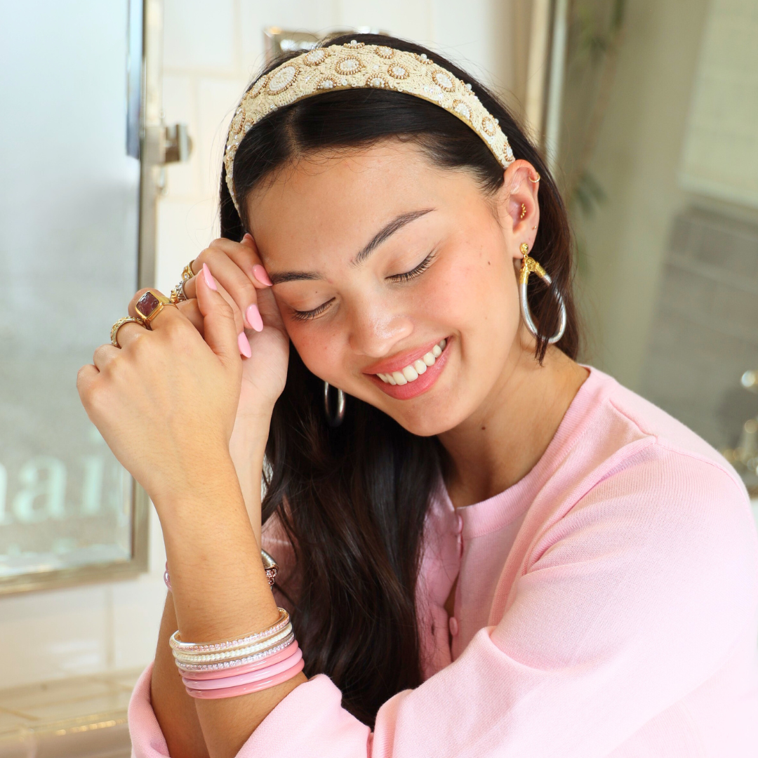 Natasha Cream Sequin Pearl Headband