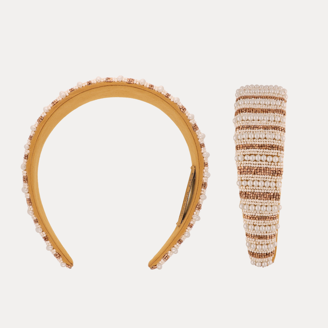 Nisha Cream Beaded Pearl Headband
