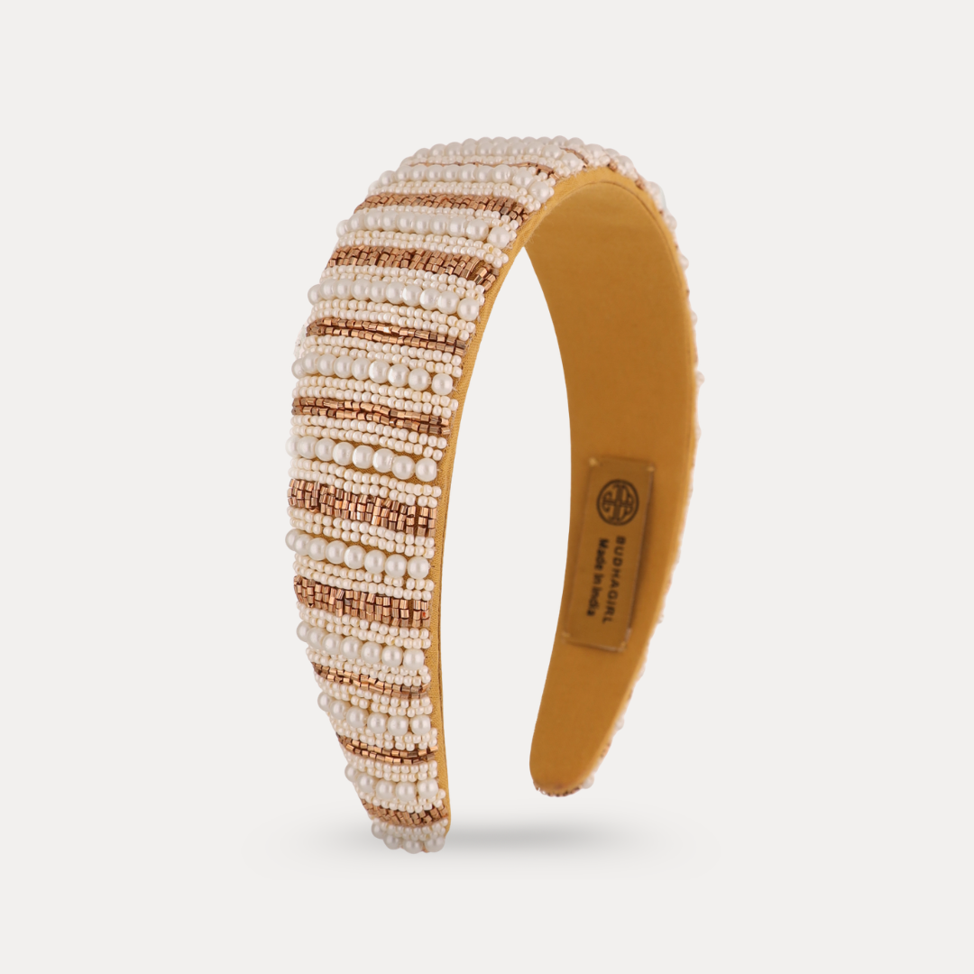Nisha Cream Beaded Pearl Headband