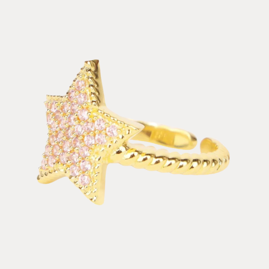 Gold/Pink North Star Ring for Women | BuDhaGirl