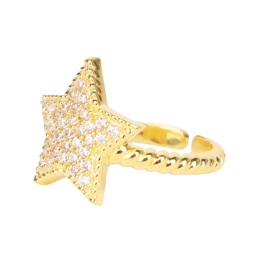 Gold/White North Star Ring for Women | BuDhaGirl