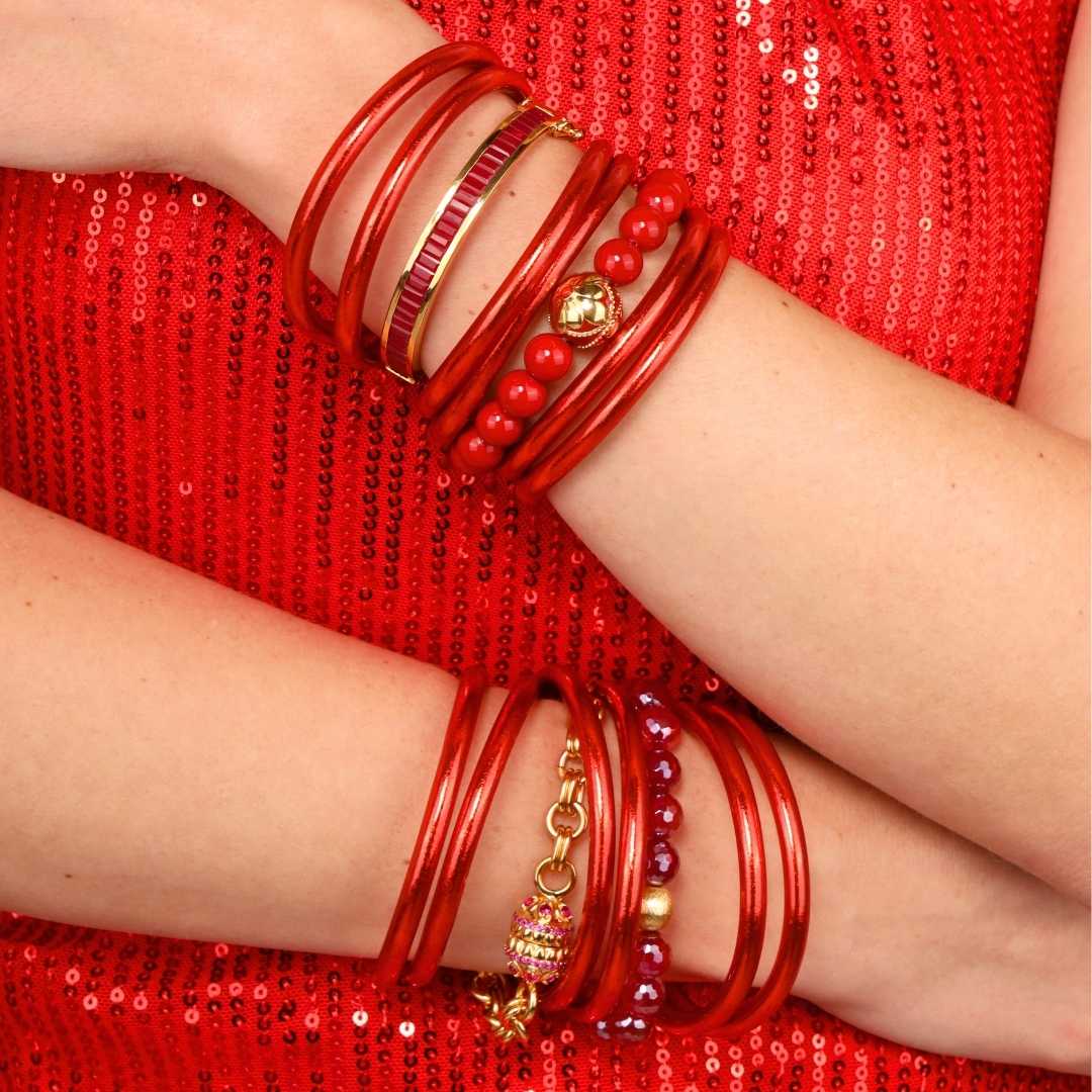 Red Primrose Beaded Bracelet For Women | BuDhaGirl