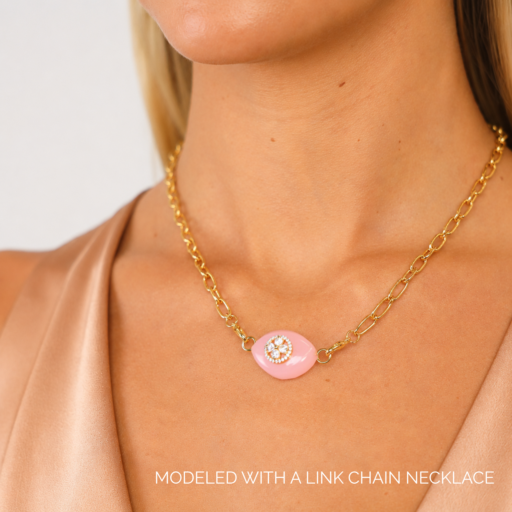 Rose Quartz Clover Charm