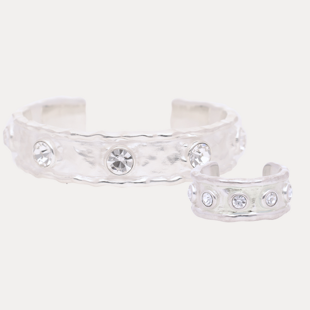 BuDhaGirl | Seven Crystal Cuff Bracelet in Silver main image 1