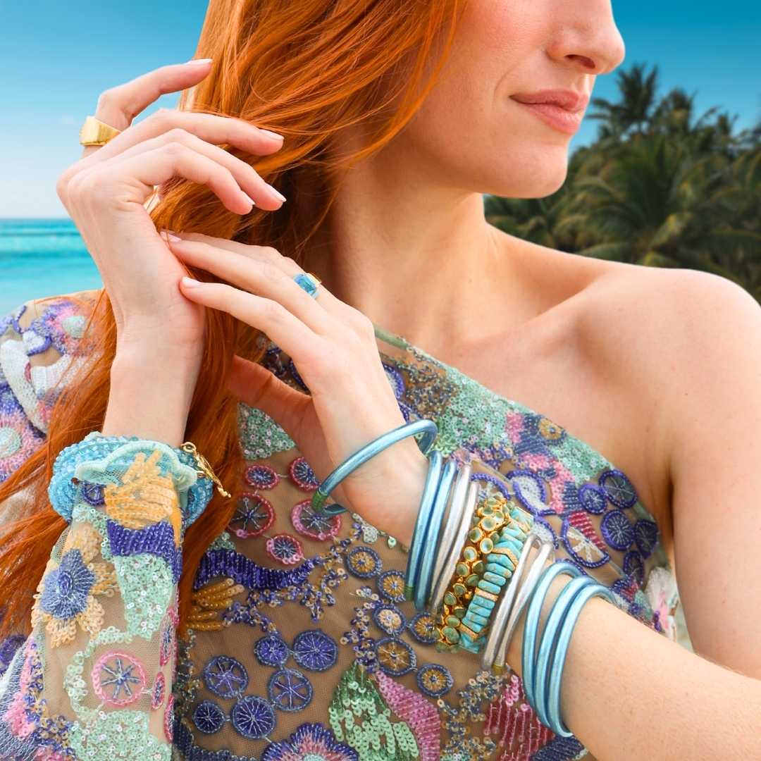 Turquoise Tablet Beaded Bracelet for Women - Sleeping Beauty | BuDhaGirl