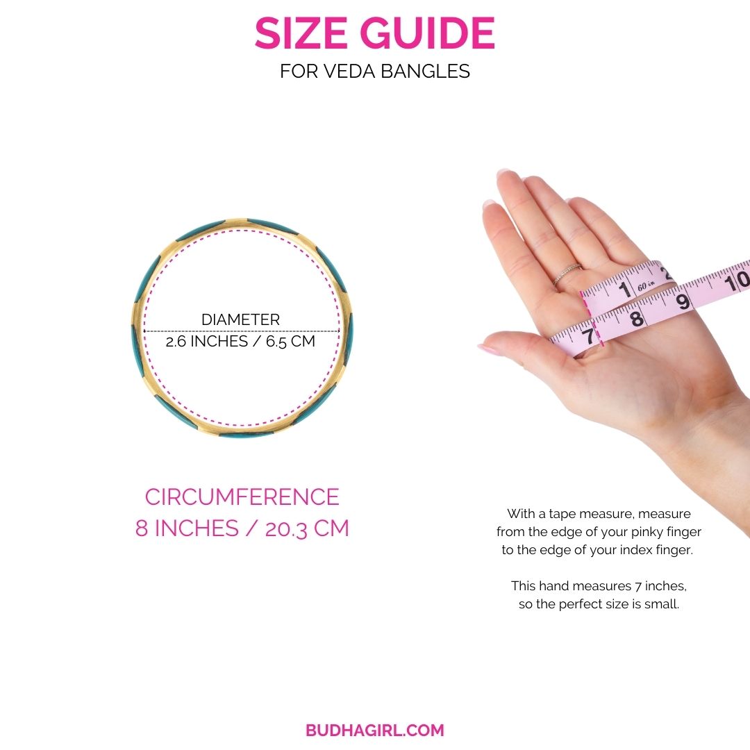 Size Guide For Pink Enamel Veda Bangle Bracelets - Set of 6