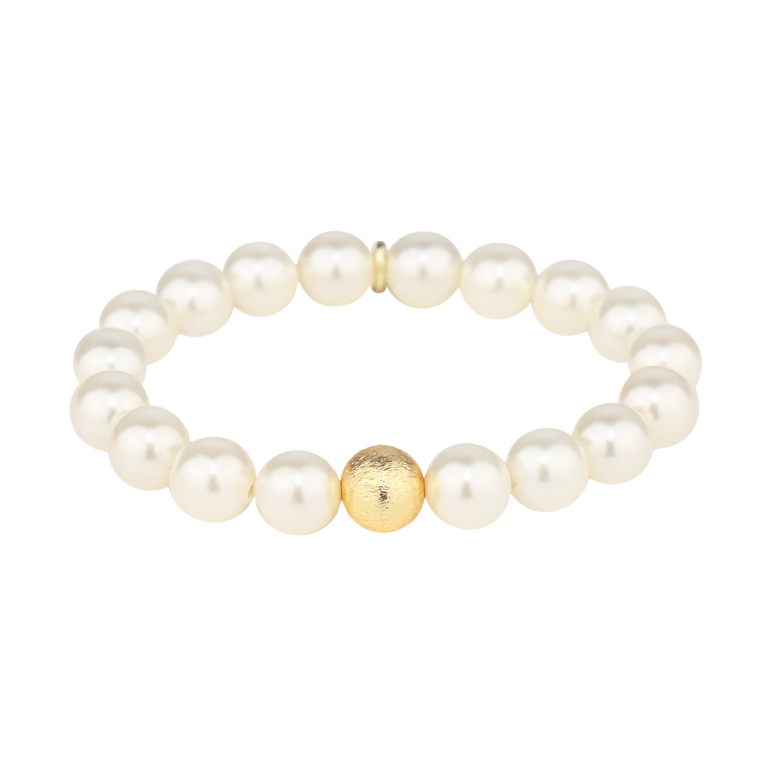 White Pearl Mala Beaded Bracelet