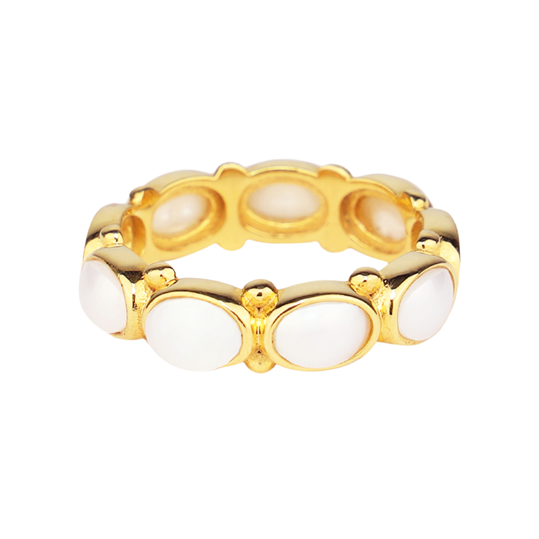 Nana White Pearl Ring: Modern Mabe Pearls in 18k Gold Plate (Stackable!) | BuDhaGirl