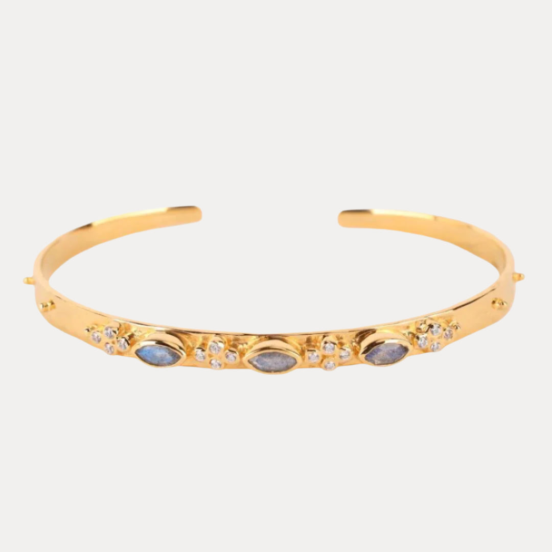 Labradorite Crystal | Gold-Plated Cuff Bracelet | BuDhaGirl