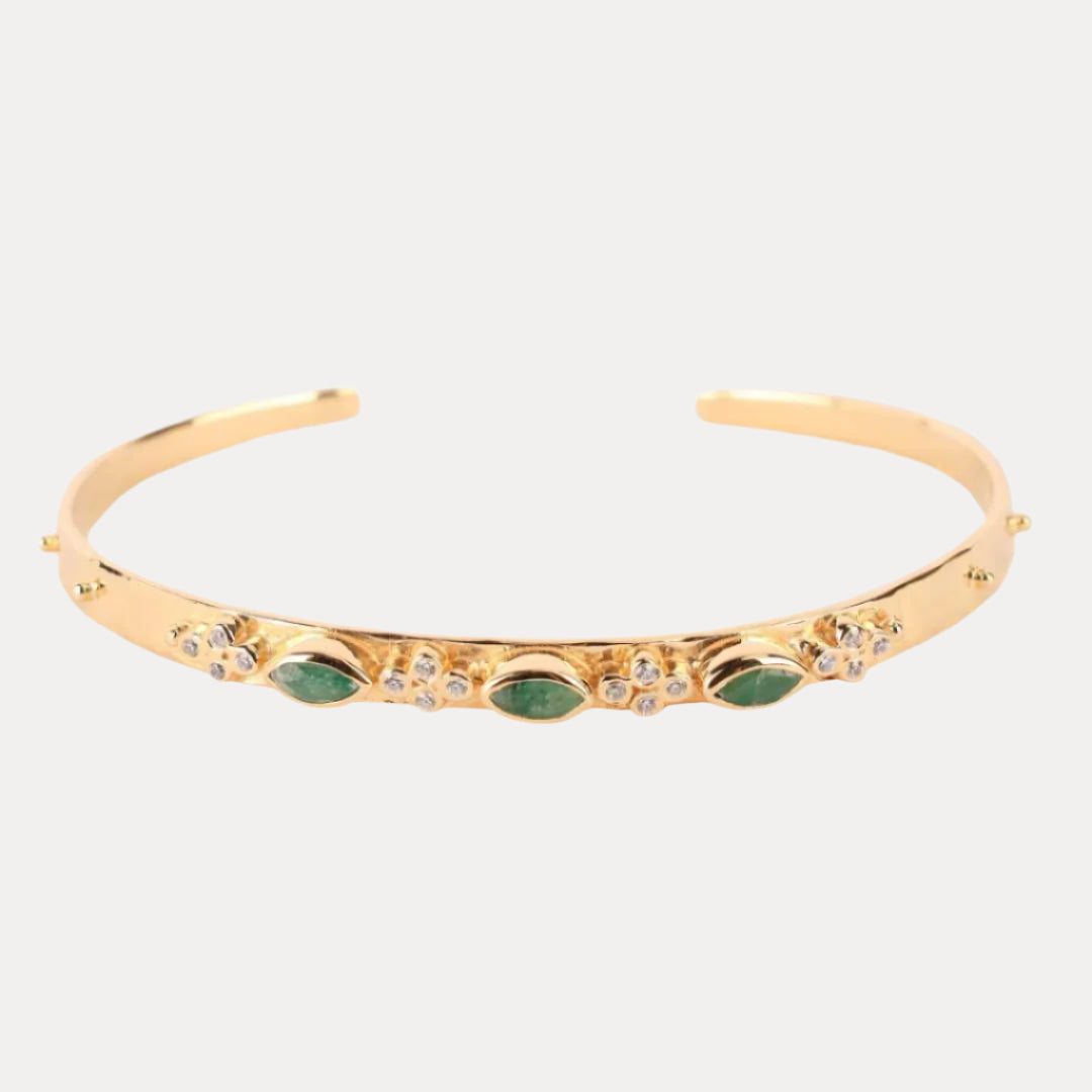 Emerald Crystal | Gold-Plated Cuff Bracelet | BuDhaGirl