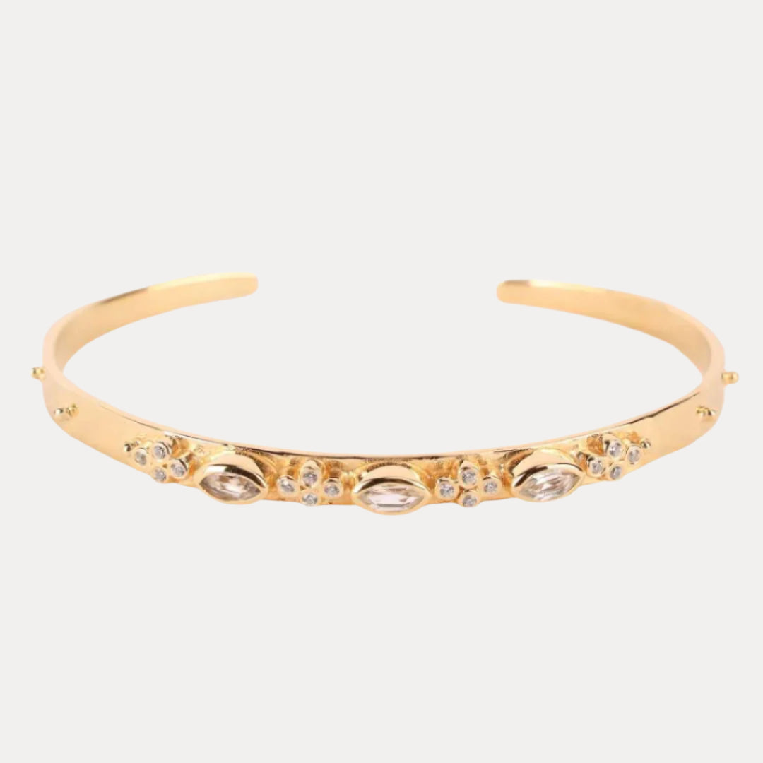 Clear Crystal | Gold-Plated Cuff Bracelet | BuDhaGirl