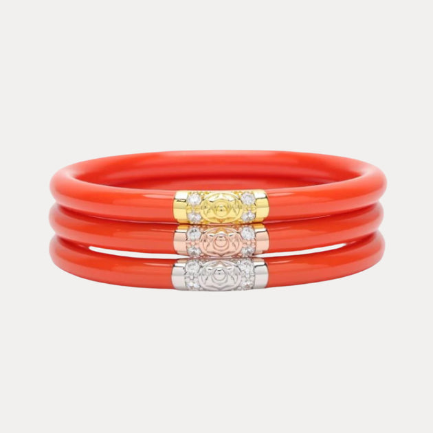 Budha girl Three Kings Elegant Orange Bangle Set Three Kings All Weather Ivory Bangles – J10 Design main image 2