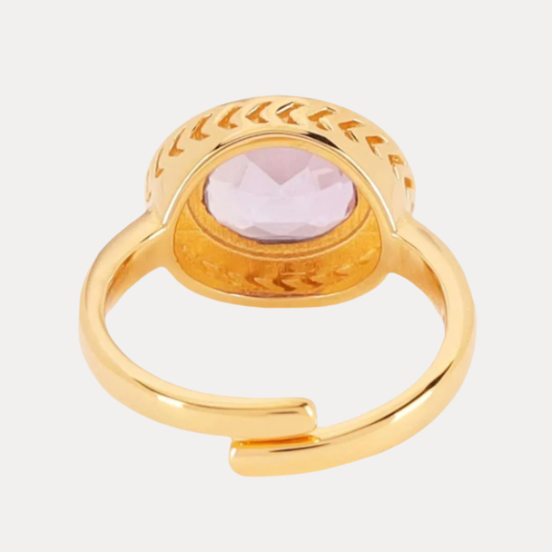 Green Amethyst Faceted Crystal Cabochon Orb Enamel Bezel Galaxy Ring | BuDhaGirl