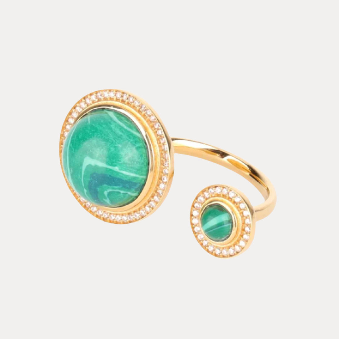 Malachite Maxi Orbit Adjustable Size Ring | BuDhaGirl