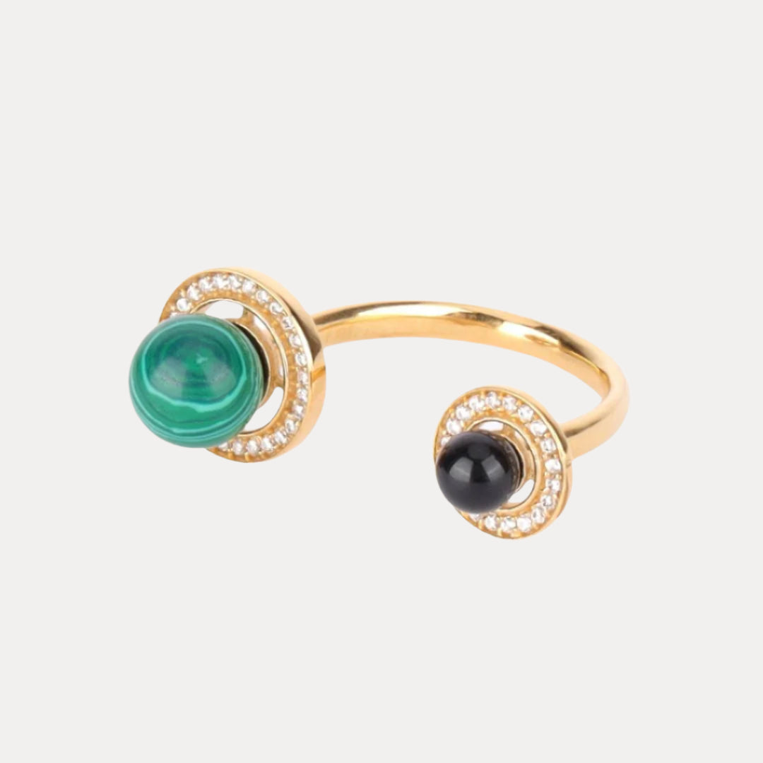 Malachite Gem Stone Mini Orbit Ring | BuDhaGirl