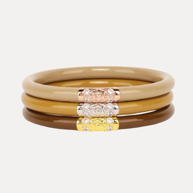 Budha girl Three Kings Elegant Orange Bangle Set BuDhaGirl Three Kings All Weather Bangles: Pink – The Palm  main image 2