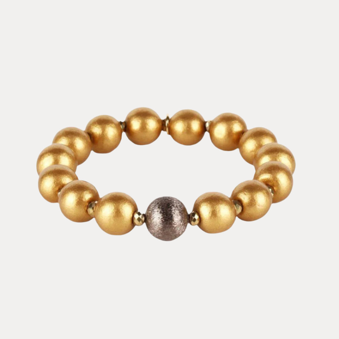 Gold Beaded With Tiny Gold Crystals Shaanti Bracelet BuDhaGirl