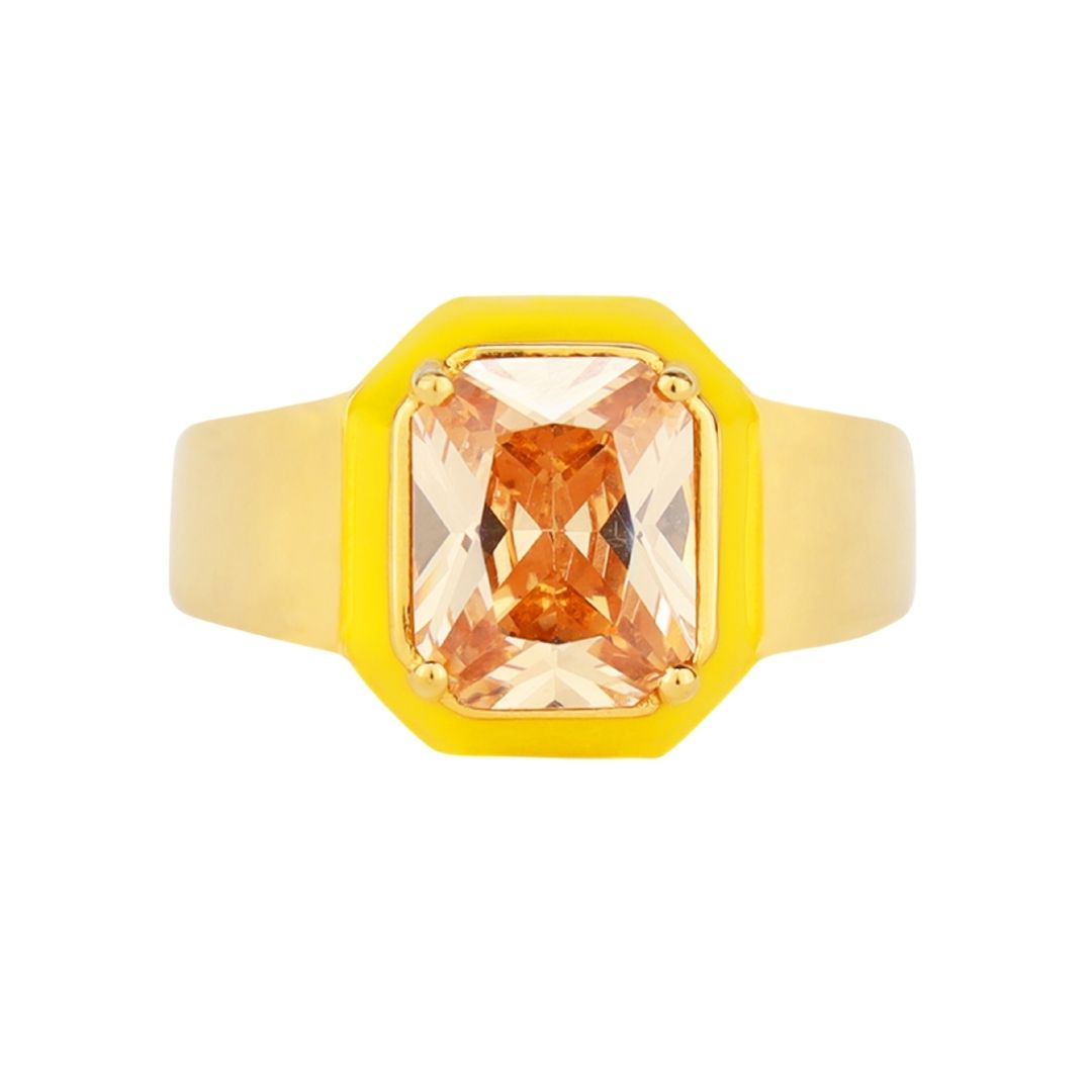 Spark Cushion Ring: Vibrant Enamel & Rectangle Crystals - BuDhaGirl
