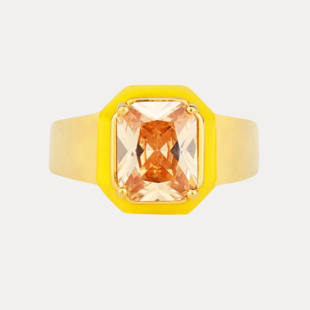 Spark Cushion Ring: Vibrant Enamel & Rectangle Crystals - BuDhaGirl
