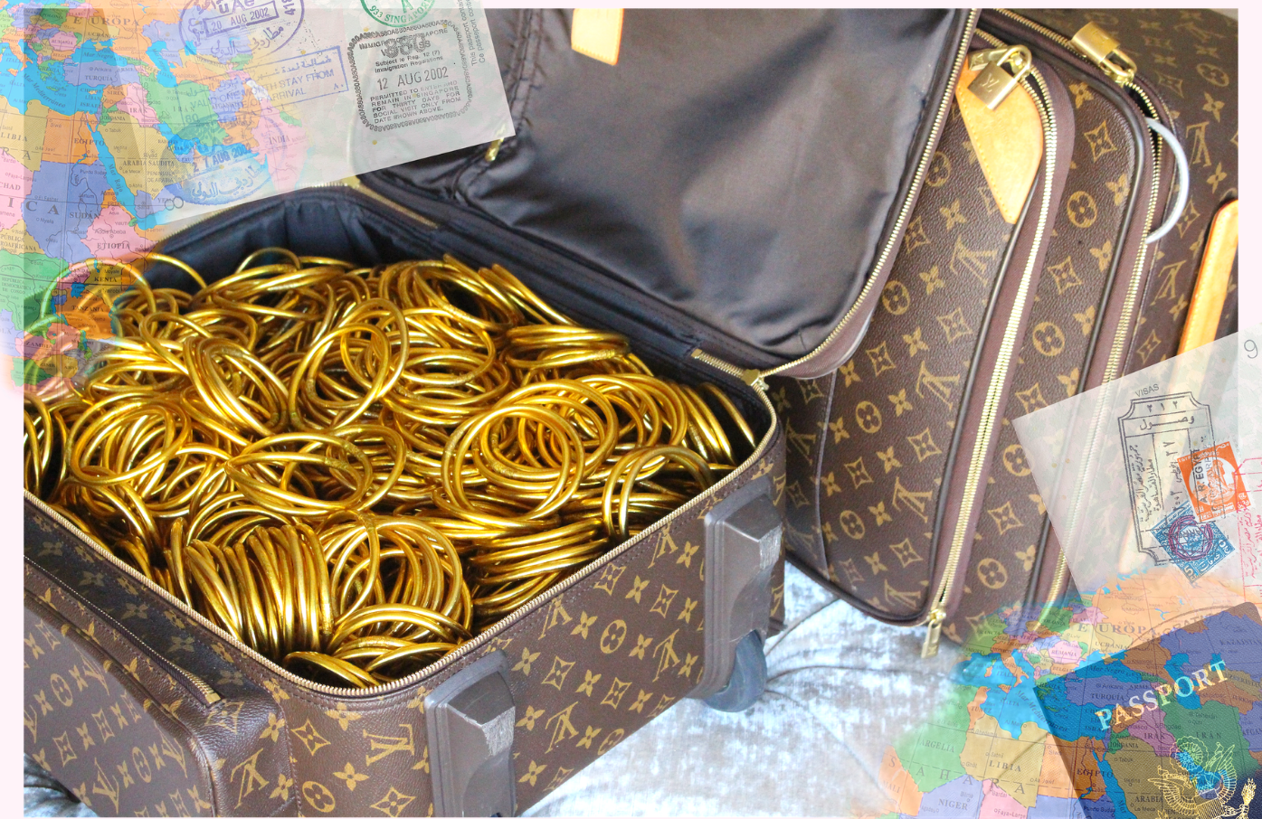 Louis vuitton bag filled with gold bangles | BuDhaGirl