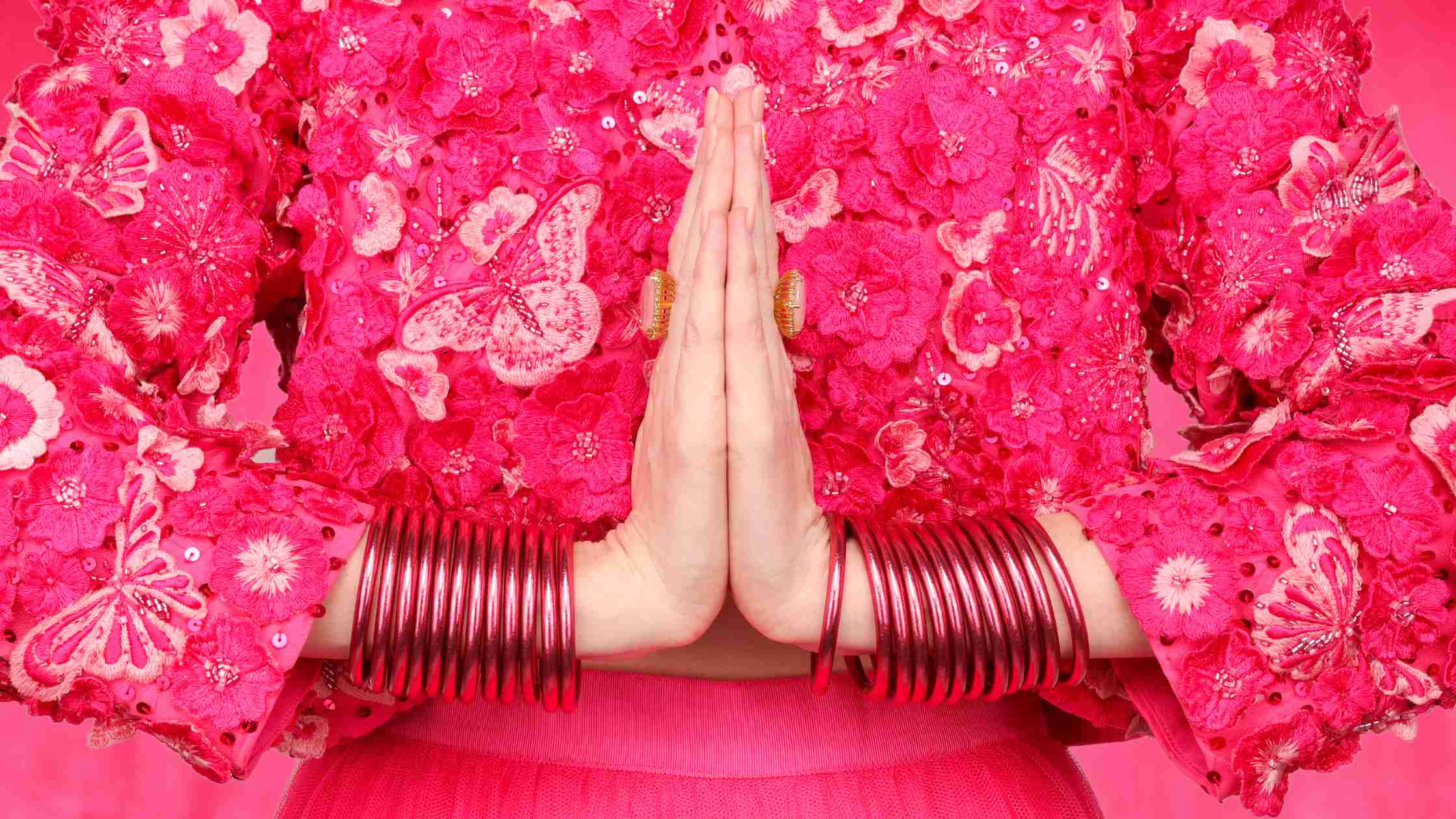 Woman wearing Pink Bangles Bracelets | Pink Bracelets For Women | BuDhaGirl