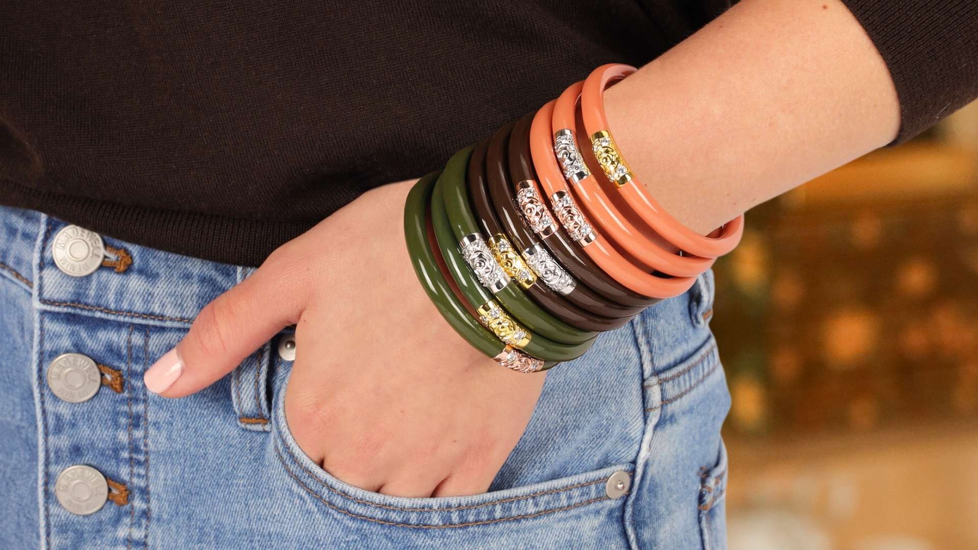 BUDHAGIRL THREE KINGS ALL WEATHER BANGLES: LILAC main image 1