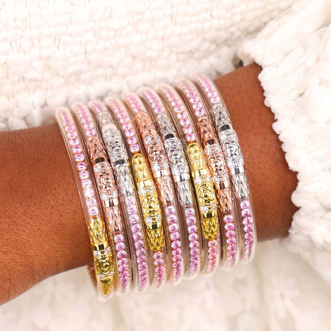 Pink Crystal Bracelet Set | Pink Jewelry | Bracelets for Her | BuDhaGirl