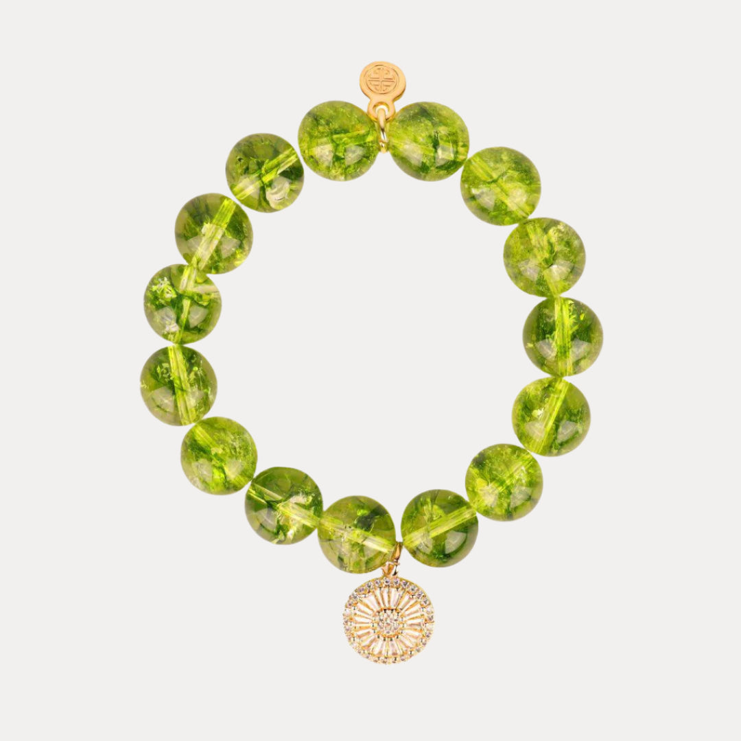 Black Leather Bracelet w/ Neon Green Glass Beads and Peridot Black Leather Bracelet w/ Neon Green Glass Beads and Peridot
