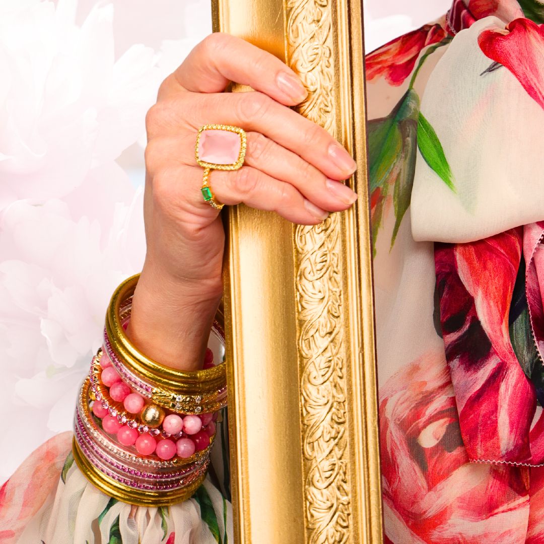 Pink Crystal Bracelet Set | Pink Jewelry | Bangles | BuDhaGirl