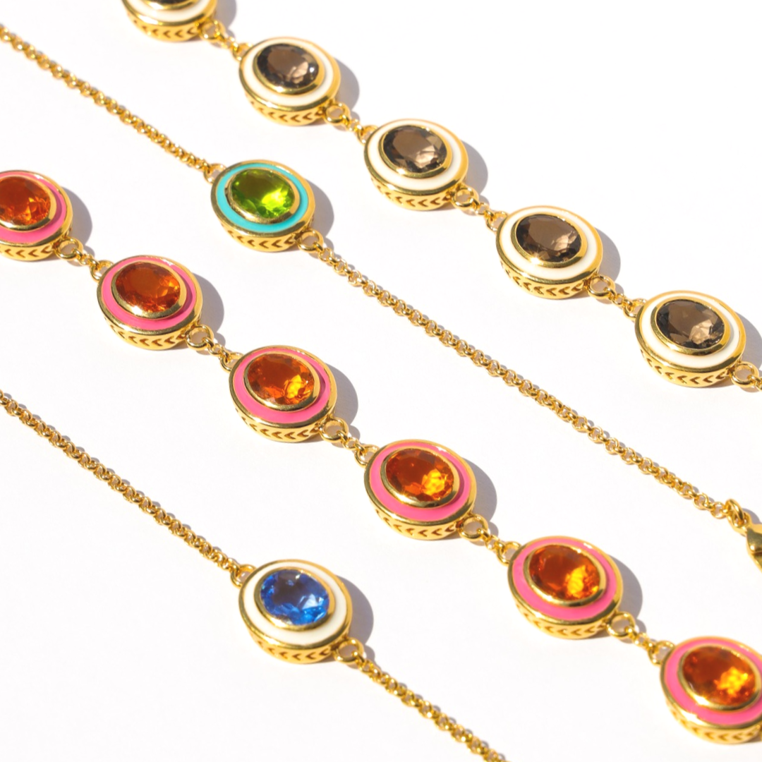 Colorful Galaxy Bracelet With Quartz and Enamel Gems | BuDhaGirl