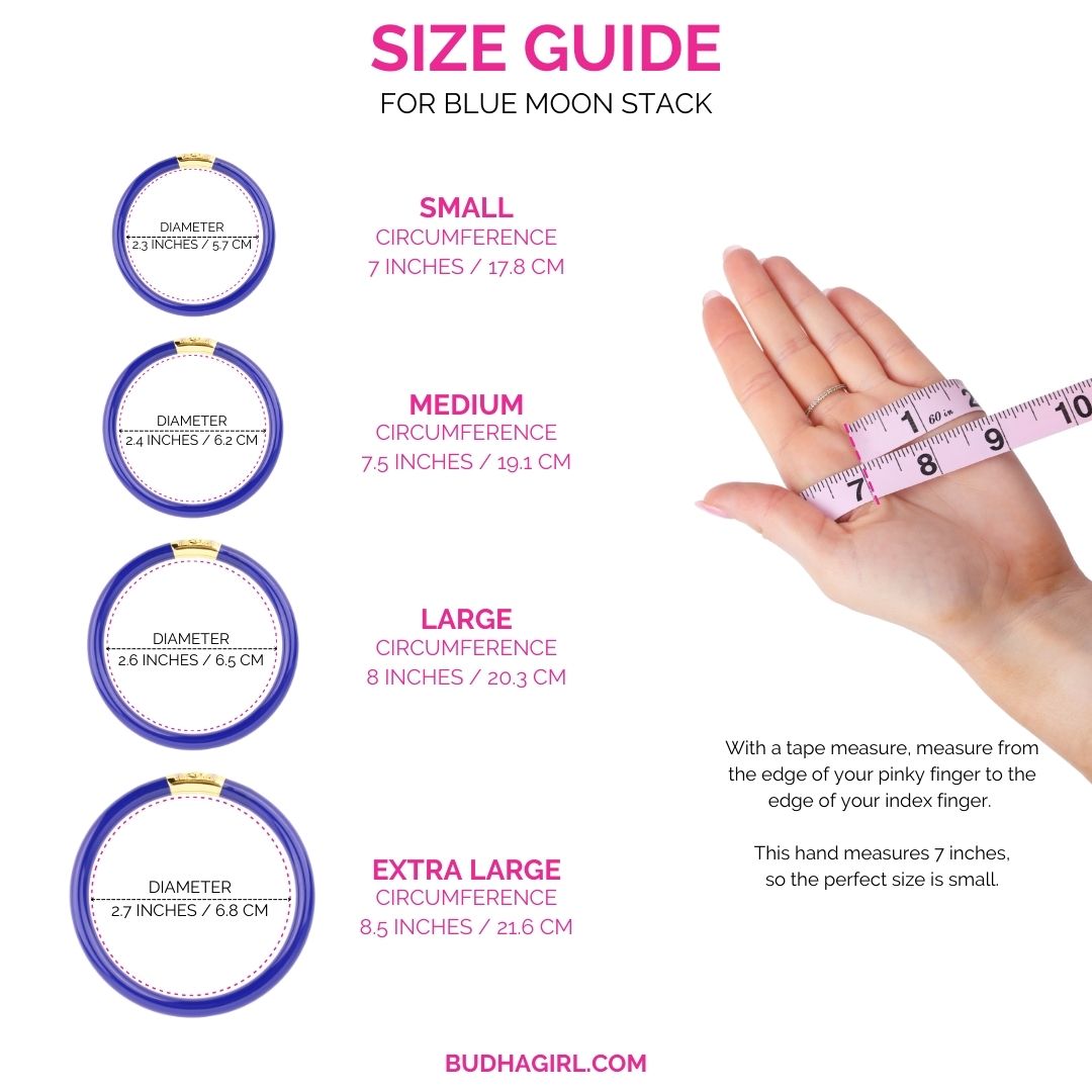 Size Guide for August Blue Moon Bangle Bracelet Stack | BuDhaGirl