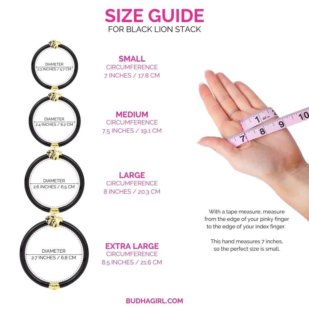 Size Guide for Black Lion Bangle Bracelet Stack | BuDhaGirl