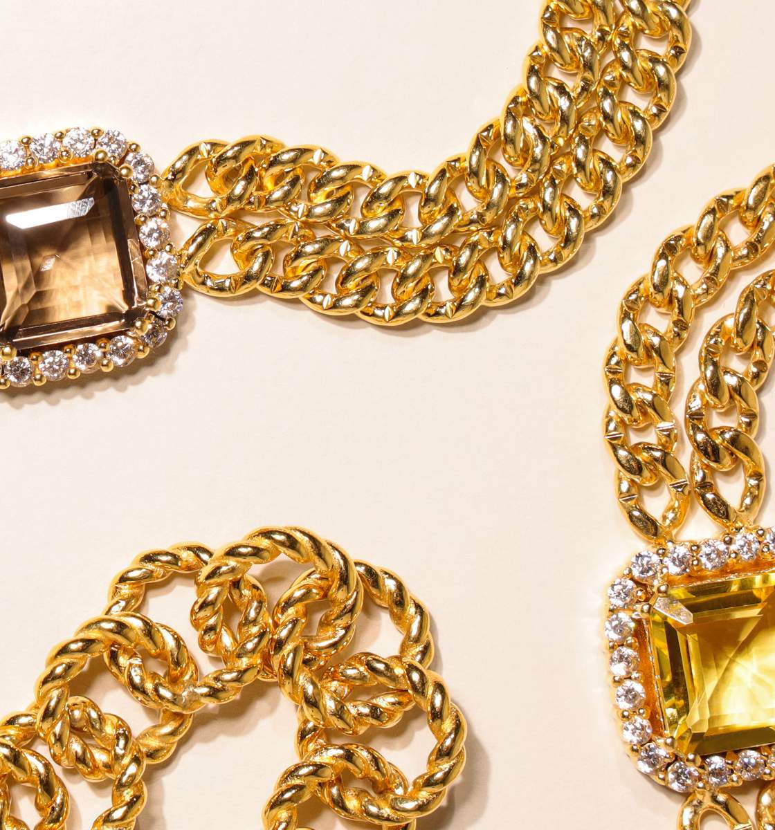 Bangle Bracelets for Women | Solange Crystal and Chain Bracelet | Odette Gold Chain Bracelet | BuDhaGirl