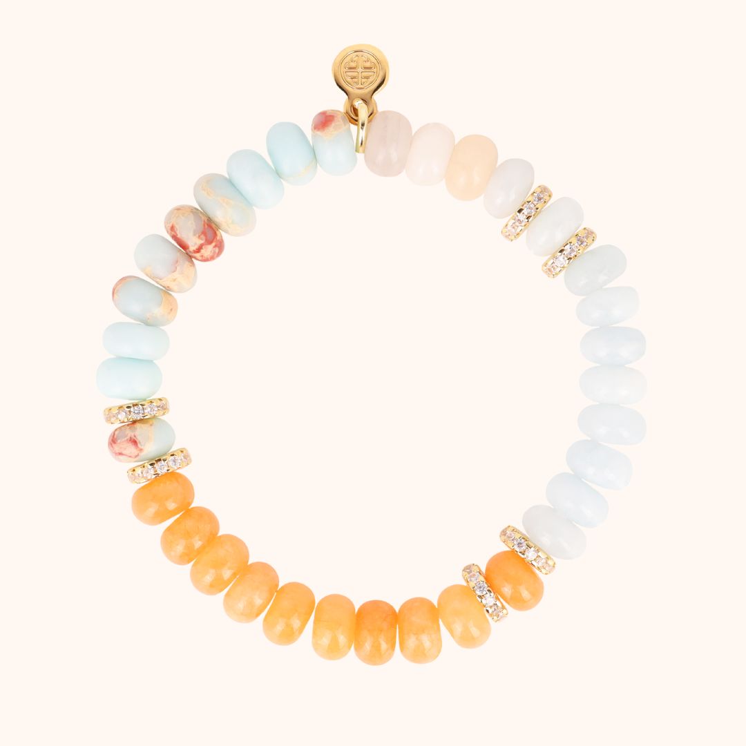 Peach and Aqua Capri Beaded Bracelet for Women | BuDhaGirl