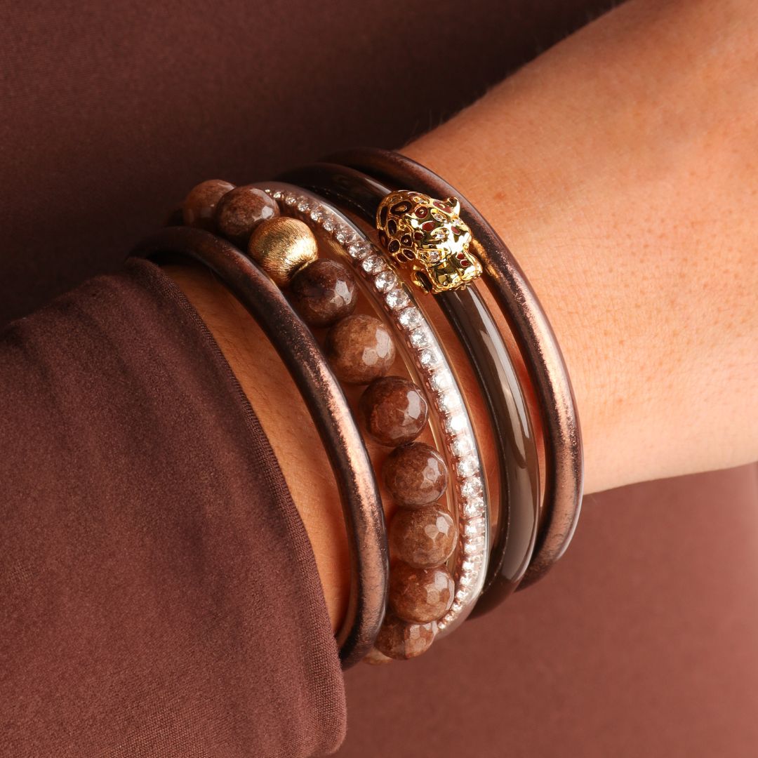 Chocolate Panther Bangle Bracelet Stack | BuDhaGirl