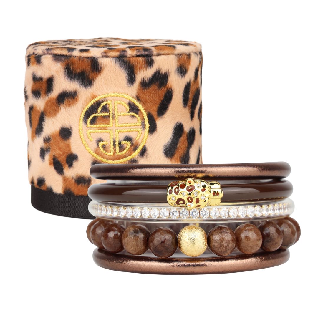 Chocolate Panther Bangle Bracelet Stack | BuDhaGirl