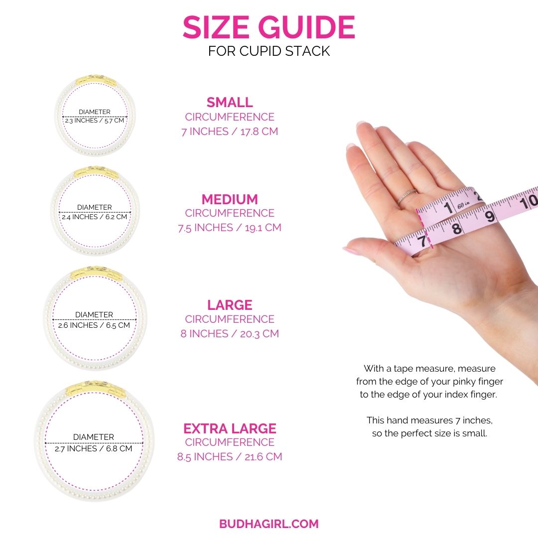 Size Guide for Valentine's Day Bangle Bracelet Stacks for Women - Cupid Stack | BuDhaGirl