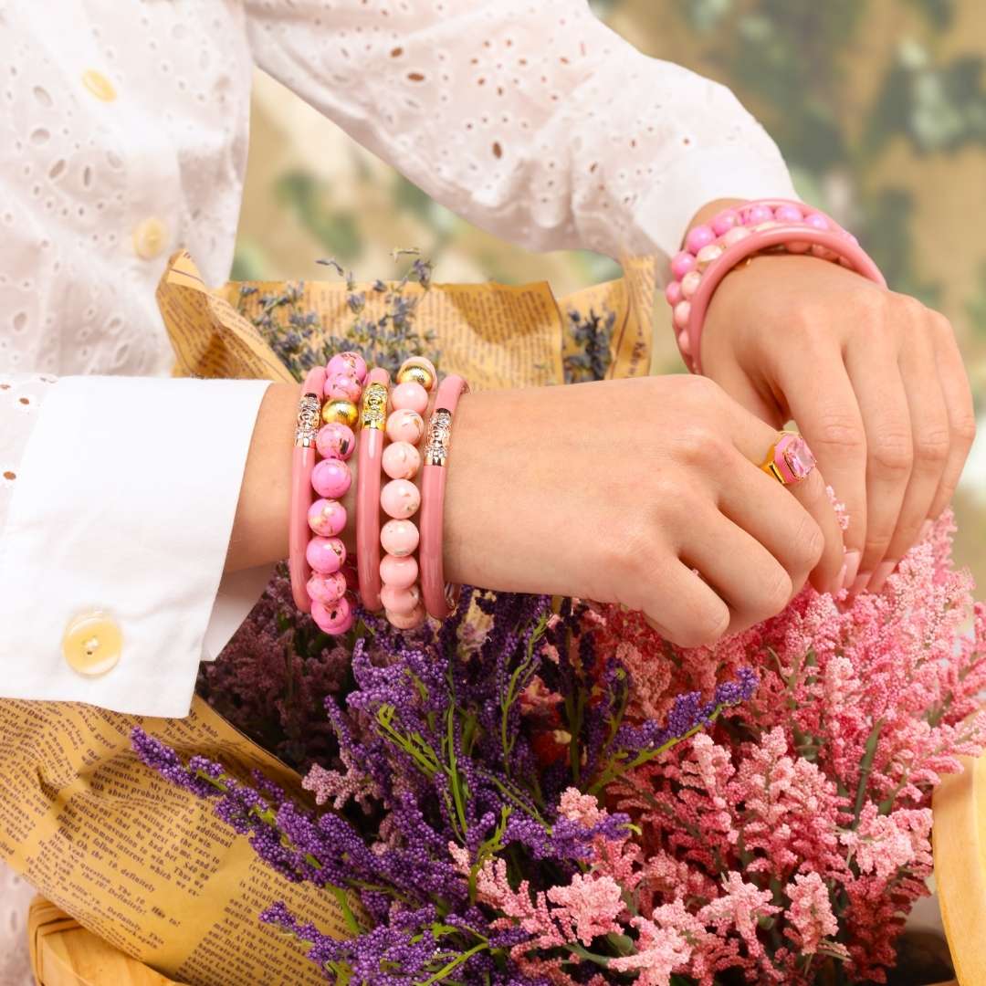 Dusty Blush Pink Bangle Bracelet Collection for Women | BuDhaGirl
